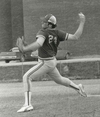 Jack Burrell pitches for SBU baseball