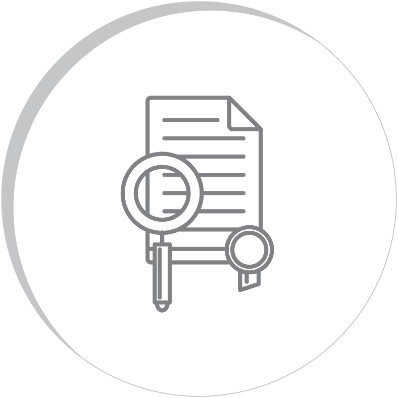 icon certificate and magnifying glass