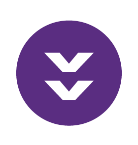 purple circle with white arrows pointing down