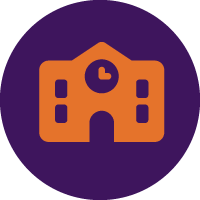 orange icon of a school
