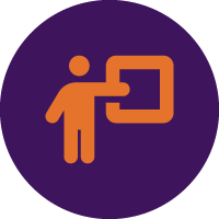 teacher pointing to display board icon