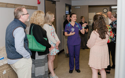 SBU-Bolivar nursing students give tours of the nursing facility.