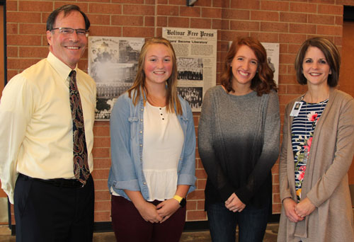 Bolivar High School students Allison Ankrom and Maddie Geurin take education courses at SBU.