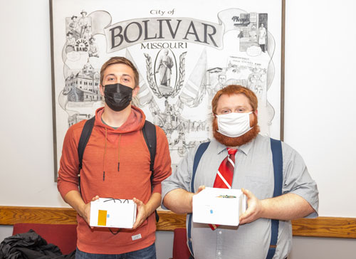 Jordan Hillenburg and Jacob Hake present a computer science project.