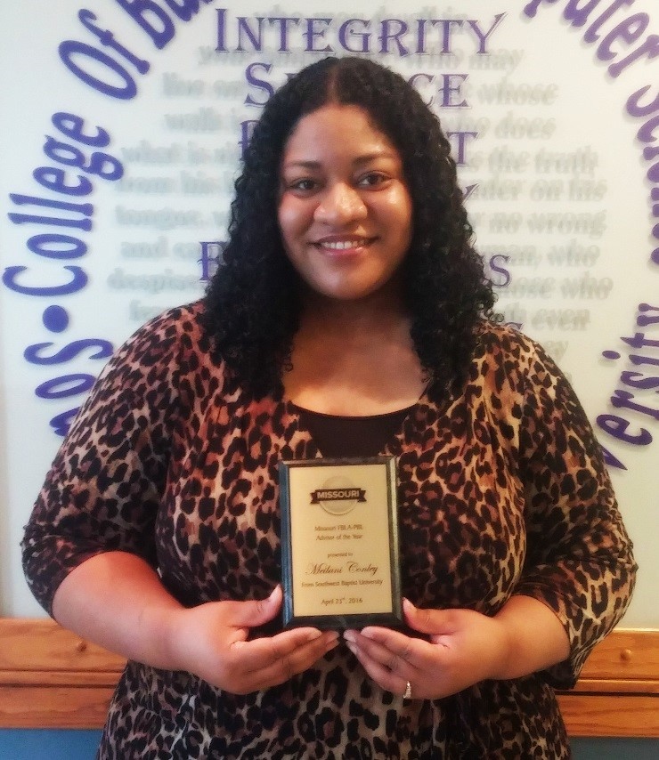 Meilani Conley from Southwest Baptist University has been named the 2016 Missouri FBLA-PBL Adviser of the Year.