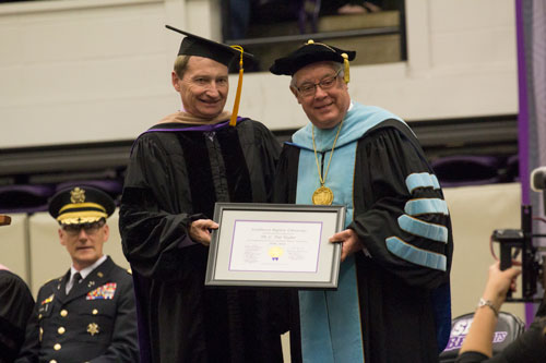 SBU President Dr. C. Pat Taylor is recognized for his retirement.