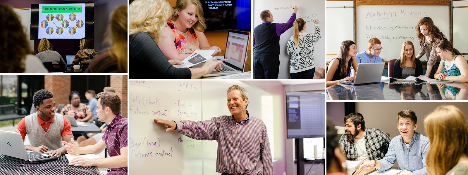 collage of photos showing accounting and business students