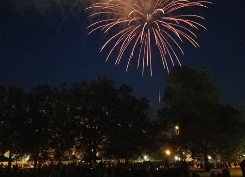 fireworks over campus