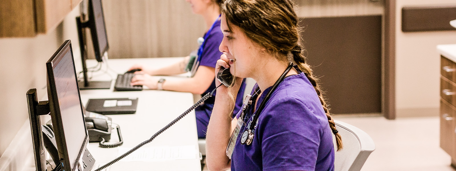 Health administration student serves customers