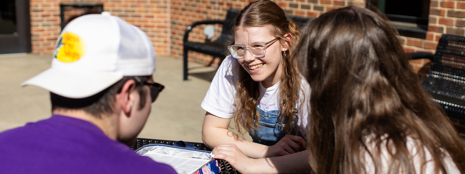 students studying on campus