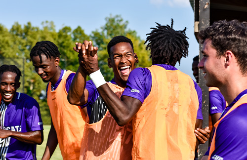 Men's Soccer team celebrate win
