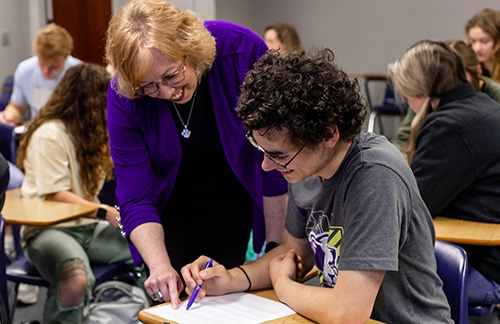 Faculty Helping Student in Class