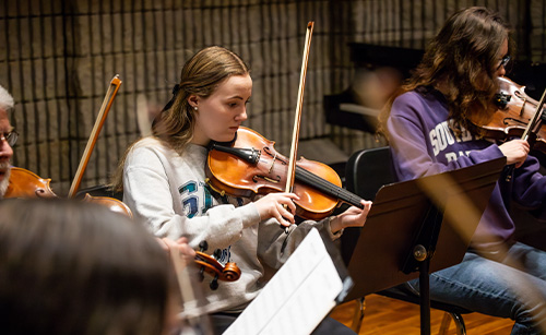 SBU Students performing in chamber orchestra students performing in chamber orchestra