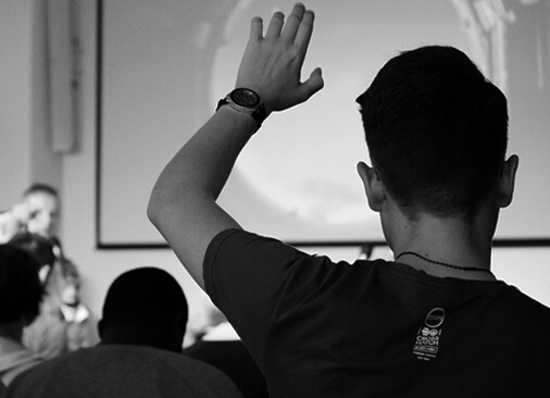 Man raising hands in worship 